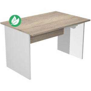 Bureau droit Pronto Bois - L.120 x P.80 cm - Plateau Chêne Canadien - Pieds panneaux Blanc Bureau droit Pronto Bois - L.120 x P.80 cm - Plateau Chêne Canadien - Pieds panneaux Blanc