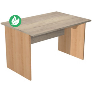 Bureau droit Pronto Bois - L.120 x P.80 cm - Plateau Chêne Canadien - Pieds panneaux Hêtre Bureau droit Pronto Bois - L.120 x P.80 cm - Plateau Chêne Canadien - Pieds panneaux Hêtre