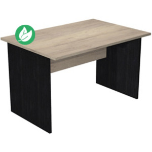 Bureau droit Pronto Bois - L.120 x P.80 cm - Plateau Chêne Canadien - Pieds panneaux Noir Bureau droit Pronto Bois - L.120 x P.80 cm - Plateau Chêne Canadien - Pieds panneaux Noir