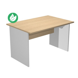 Bureau droit Pronto Bois - L.120 x P.80 cm - Plateau Chêne - Pieds panneaux Aluminium Bureau droit Pronto Bois - L.120 x P.80 cm - Plateau Chêne - Pieds panneaux Aluminium