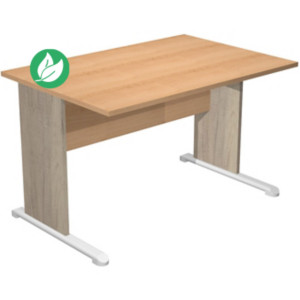 Bureau droit Pronto Bois - L.120 x P.80 cm - Plateau Hêtre - Pieds L Chêne Canadien Bureau droit Pronto Bois - L.120 x P.80 cm - Plateau Hêtre - Pieds L Chêne Canadien