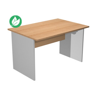 Bureau droit Pronto Bois - L.120 x P.80 cm - Plateau Hêtre - Pieds panneaux Aluminium Bureau droit Pronto Bois - L.120 x P.80 cm - Plateau Hêtre - Pieds panneaux Aluminium
