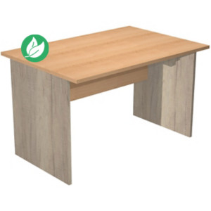 Bureau droit Pronto Bois - L.120 x P.80 cm - Plateau Hêtre - Pieds panneaux Chêne Canadien Bureau droit Pronto Bois - L.120 x P.80 cm - Plateau Hêtre - Pieds panneaux Chêne Canadien