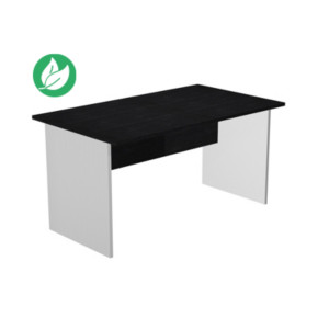 Bureau droit Pronto Bois - L.120 x P.80 cm - Plateau Noir - Pieds panneaux Aluminium Bureau droit Pronto Bois - L.120 x P.80 cm - Plateau Noir - Pieds panneaux Aluminium