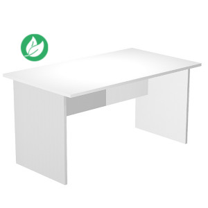 Bureau droit Pronto Bois - L.140 x P.80 cm - Plateau Blanc - Pieds panneaux Aluminium Bureau droit Pronto Bois - L.140 x P.80 cm - Plateau Blanc - Pieds panneaux Aluminium