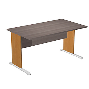 Bureau droit Pronto Bois - L.140 x P.80 cm - Plateau Cendre - Pieds L Aulne