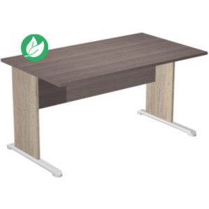 Bureau droit Pronto Bois - L.140 x P.80 cm - Plateau Cendre - Pieds L Chêne Canadien Bureau droit Pronto Bois - L.140 x P.80 cm - Plateau Cendre - Pieds L Chêne Canadien