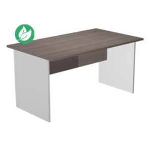Bureau droit Pronto Bois - L.140 x P.80 cm - Plateau Cendre - Pieds panneaux Aluminium Bureau droit Pronto Bois - L.140 x P.80 cm - Plateau Cendre - Pieds panneaux Aluminium