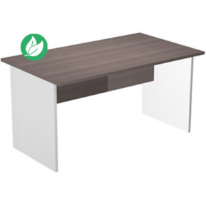 Bureau droit Pronto Bois - L.140 x P.80 cm - Plateau Cendre - Pieds panneaux Blanc Bureau droit Pronto Bois - L.140 x P.80 cm - Plateau Cendre - Pieds panneaux Blanc