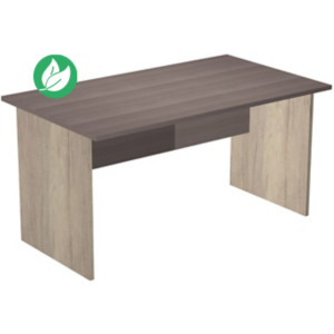 Bureau droit Pronto Bois - L.140 x P.80 cm - Plateau Cendre - Pieds panneaux Chêne Canadien Bureau droit Pronto Bois - L.140 x P.80 cm - Plateau Cendre - Pieds panneaux Chêne Canadien