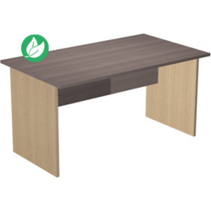 Bureau droit Pronto Bois - L.140 x P.80 cm - Plateau Cendre - Pieds panneaux Chêne Bureau droit Pronto Bois - L.140 x P.80 cm - Plateau Cendre - Pieds panneaux Chêne