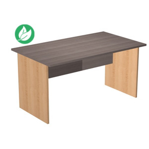 Bureau droit Pronto Bois - L.140 x P.80 cm - Plateau Cendre - Pieds panneaux Hêtre Bureau droit Pronto Bois - L.140 x P.80 cm - Plateau Cendre - Pieds panneaux Hêtre