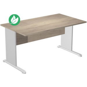 Bureau droit Pronto Bois - L.140 x P.80 cm - Plateau Chêne Canadien - Pieds L Aluminium Bureau droit Pronto Bois - L.140 x P.80 cm - Plateau Chêne Canadien - Pieds L Aluminium