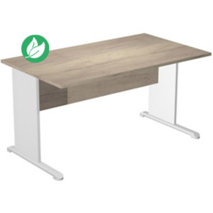 Bureau droit Pronto Bois - L.140 x P.80 cm - Plateau Chêne Canadien - Pieds L Blanc Bureau droit Pronto Bois - L.140 x P.80 cm - Plateau Chêne Canadien - Pieds L Blanc