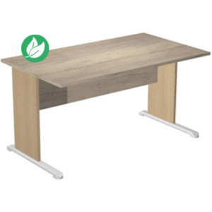 Bureau droit Pronto Bois - L.140 x P.80 cm - Plateau Chêne Canadien - Pieds L Chêne Bureau droit Pronto Bois - L.140 x P.80 cm - Plateau Chêne Canadien - Pieds L Chêne