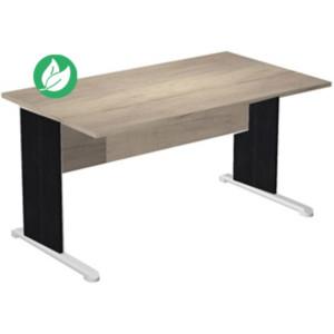 Bureau droit Pronto Bois - L.140 x P.80 cm - Plateau Chêne Canadien - Pieds L Noir Bureau droit Pronto Bois - L.140 x P.80 cm - Plateau Chêne Canadien - Pieds L Noir