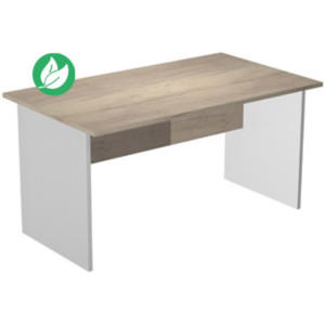 Bureau droit Pronto Bois - L.140 x P.80 cm - Plateau Chêne Canadien - Pieds panneaux Aluminium Bureau droit Pronto Bois - L.140 x P.80 cm - Plateau Chêne Canadien - Pieds panneaux Aluminium