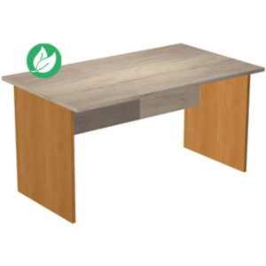 Bureau droit Pronto Bois - L.140 x P.80 cm - Plateau Chêne Canadien - Pieds panneaux Aulne Bureau droit Pronto Bois - L.140 x P.80 cm - Plateau Chêne Canadien - Pieds panneaux Aulne