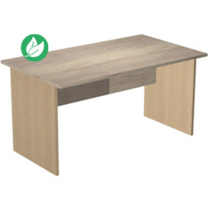 Bureau droit Pronto Bois - L.140 x P.80 cm - Plateau Chêne Canadien - Pieds panneaux Chêne Bureau droit Pronto Bois - L.140 x P.80 cm - Plateau Chêne Canadien - Pieds panneaux Chêne