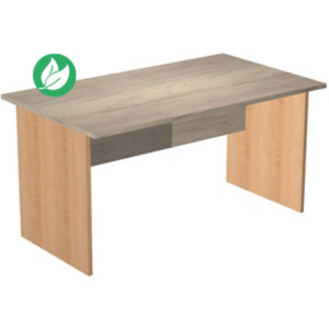 Bureau droit Pronto Bois - L.140 x P.80 cm - Plateau Chêne Canadien - Pieds panneaux Hêtre Bureau droit Pronto Bois - L.140 x P.80 cm - Plateau Chêne Canadien - Pieds panneaux Hêtre