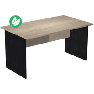 Bureau droit Pronto Bois - L.140 x P.80 cm - Plateau Chêne Canadien - Pieds panneaux Noir Bureau droit Pronto Bois - L.140 x P.80 cm - Plateau Chêne Canadien - Pieds panneaux Noir
