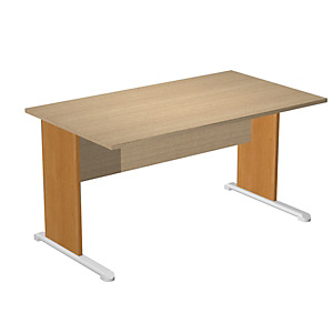 Bureau droit Pronto Bois - L.140 x P.80 cm - Plateau ChĂŞne - Pieds L Aulne