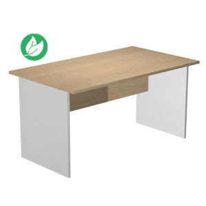 Bureau droit Pronto Bois - L.140 x P.80 cm - Plateau Chêne - Pieds panneaux Aluminium Bureau droit Pronto Bois - L.140 x P.80 cm - Plateau Chêne - Pieds panneaux Aluminium