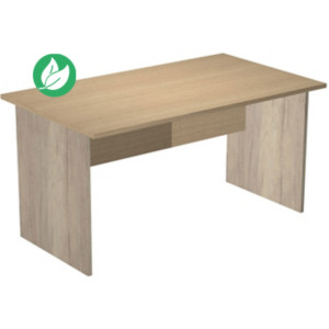 Bureau droit Pronto Bois - L.140 x P.80 cm - Plateau Chêne - Pieds panneaux Chêne Canadien Bureau droit Pronto Bois - L.140 x P.80 cm - Plateau Chêne - Pieds panneaux Chêne Canadien
