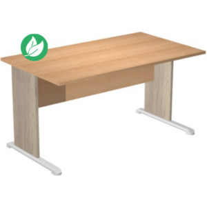 Bureau droit Pronto Bois - L.140 x P.80 cm - Plateau Hêtre - Pieds L Chêne Canadien Bureau droit Pronto Bois - L.140 x P.80 cm - Plateau Hêtre - Pieds L Chêne Canadien