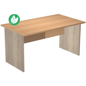 Bureau droit Pronto Bois - L.140 x P.80 cm - Plateau Hêtre - Pieds panneaux Chêne Canadien Bureau droit Pronto Bois - L.140 x P.80 cm - Plateau Hêtre - Pieds panneaux Chêne Canadien