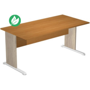Bureau droit Pronto Bois - L.160 x P.80 cm - Plateau Aulne - Pieds L Chêne Canadien Bureau droit Pronto Bois - L.160 x P.80 cm - Plateau Aulne - Pieds L Chêne Canadien