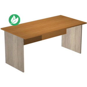 Bureau droit Pronto Bois - L.160 x P.80 cm - Plateau Aulne - Pieds panneaux Chêne Canadien Bureau droit Pronto Bois - L.160 x P.80 cm - Plateau Aulne - Pieds panneaux Chêne Canadien