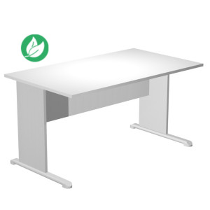 Bureau droit Pronto Bois - L.160 x P.80 cm - Plateau Blanc - Pieds L Aluminium Bureau droit Pronto Bois - L.160 x P.80 cm - Plateau Blanc - Pieds L Aluminium