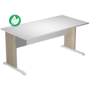 Bureau droit Pronto Bois - L.160 x P.80 cm - Plateau Blanc - Pieds L Chêne Canadien Bureau droit Pronto Bois - L.160 x P.80 cm - Plateau Blanc - Pieds L Chêne Canadien