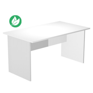 Bureau droit Pronto Bois - L.160 x P.80 cm - Plateau Blanc - Pieds panneaux Aluminium Bureau droit Pronto Bois - L.160 x P.80 cm - Plateau Blanc - Pieds panneaux Aluminium