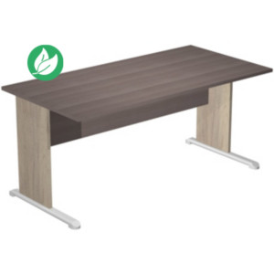 Bureau droit Pronto Bois - L.160 x P.80 cm - Plateau Cendre - Pieds L Chêne Canadien Bureau droit Pronto Bois - L.160 x P.80 cm - Plateau Cendre - Pieds L Chêne Canadien