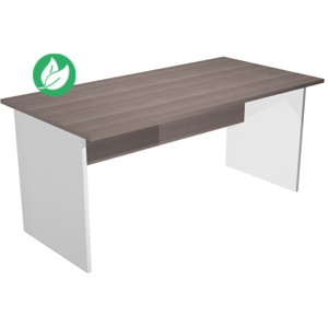 Bureau droit Pronto Bois - L.160 x P.80 cm - Plateau Cendre - Pieds panneaux Aluminium Bureau droit Pronto Bois - L.160 x P.80 cm - Plateau Cendre - Pieds panneaux Aluminium