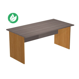 Bureau droit Pronto Bois - L.160 x P.80 cm - Plateau Cendre - Pieds panneaux Aulne Bureau droit Pronto Bois - L.160 x P.80 cm - Plateau Cendre - Pieds panneaux Aulne