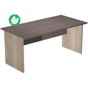 Bureau droit Pronto Bois - L.160 x P.80 cm - Plateau Cendre - Pieds panneaux Chêne Canadien Bureau droit Pronto Bois - L.160 x P.80 cm - Plateau Cendre - Pieds panneaux Chêne Canadien