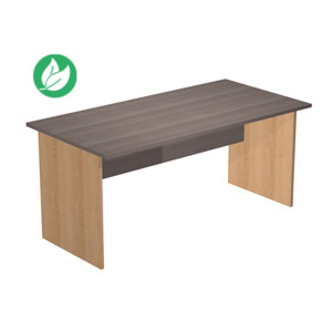 Bureau droit Pronto Bois - L.160 x P.80 cm - Plateau Cendre - Pieds panneaux Hêtre Bureau droit Pronto Bois - L.160 x P.80 cm - Plateau Cendre - Pieds panneaux Hêtre