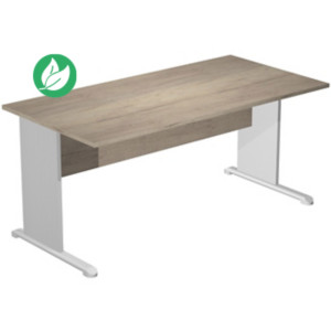 Bureau droit Pronto Bois - L.160 x P.80 cm - Plateau Chêne Canadien - Pieds L Aluminium Bureau droit Pronto Bois - L.160 x P.80 cm - Plateau Chêne Canadien - Pieds L Aluminium