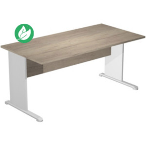 Bureau droit Pronto Bois - L.160 x P.80 cm - Plateau Chêne Canadien - Pieds L Blanc Bureau droit Pronto Bois - L.160 x P.80 cm - Plateau Chêne Canadien - Pieds L Blanc