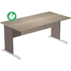 Bureau droit Pronto Bois - L.160 x P.80 cm - Plateau Chêne Canadien - Pieds L Cendre Bureau droit Pronto Bois - L.160 x P.80 cm - Plateau Chêne Canadien - Pieds L Cendre