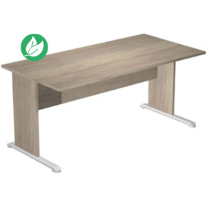 Bureau droit Pronto Bois - L.160 x P.80 cm - Plateau Chêne Canadien - Pieds L Chêne Bureau droit Pronto Bois - L.160 x P.80 cm - Plateau Chêne Canadien - Pieds L Chêne