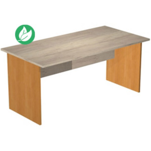 Bureau droit Pronto Bois - L.160 x P.80 cm - Plateau Chêne Canadien - Pieds panneaux Aulne Bureau droit Pronto Bois - L.160 x P.80 cm - Plateau Chêne Canadien - Pieds panneaux Aulne