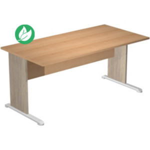 Bureau droit Pronto Bois - L.160 x P.80 cm - Plateau Hêtre - Pieds L Chêne Canadien Bureau droit Pronto Bois - L.160 x P.80 cm - Plateau Hêtre - Pieds L Chêne Canadien