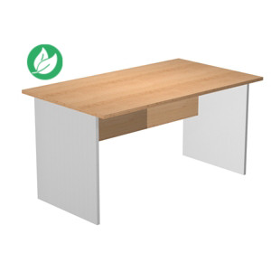Bureau droit Pronto Bois - L.160 x P.80 cm - Plateau Hêtre - Pieds panneaux Aluminium Bureau droit Pronto Bois - L.160 x P.80 cm - Plateau Hêtre - Pieds panneaux Aluminium