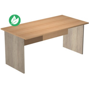 Bureau droit Pronto Bois - L.160 x P.80 cm - Plateau Hêtre - Pieds panneaux Chêne Canadien Bureau droit Pronto Bois - L.160 x P.80 cm - Plateau Hêtre - Pieds panneaux Chêne Canadien