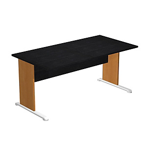 Bureau droit Pronto Bois - L.160 x P.80 cm - Plateau Noir - Pieds L Aulne