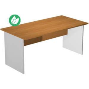 Bureau droit Pronto Bois - L.180 x P.80 cm - Plateau Aulne - Pieds panneau Aluminium Bureau droit Pronto Bois - L.180 x P.80 cm - Plateau Aulne - Pieds panneau Aluminium